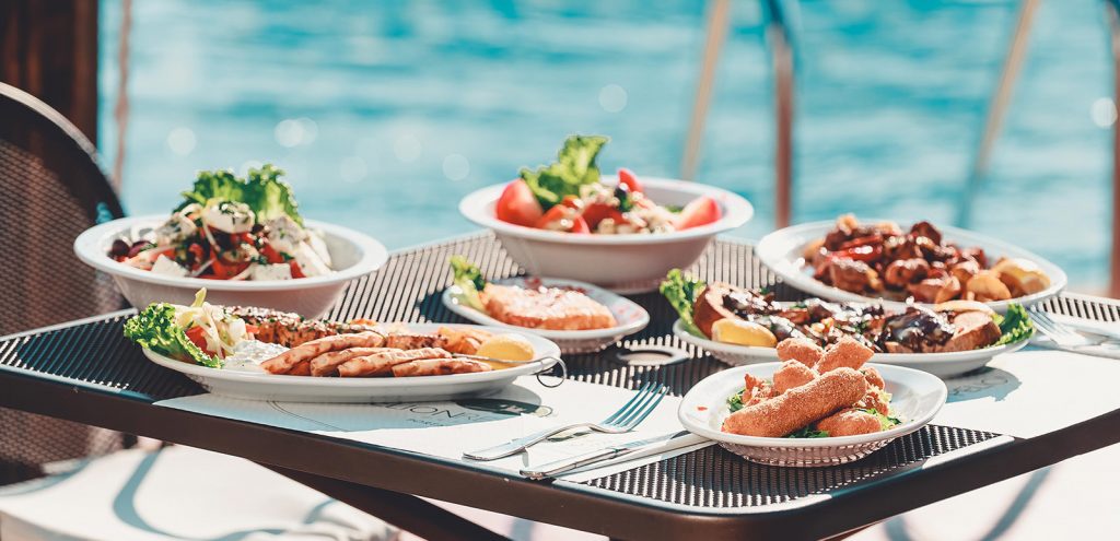 Pelion Resort restaurant food by pool